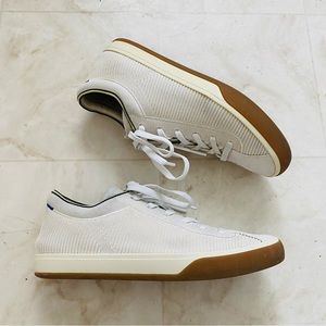 $169 Rothy's Off White Neutral Knit Lace Up Trainer Shoes Sneakers size 9